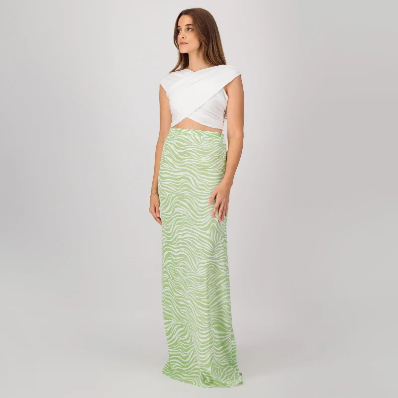 Lime printed maxi skirt denim skirt stylish