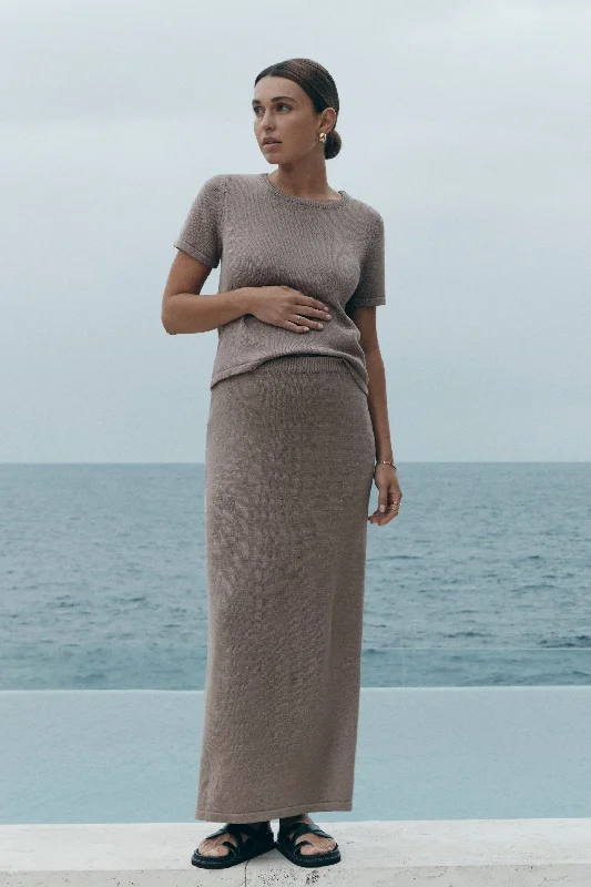 Linen Knit Skirt (Mocha) pencil skirt chic