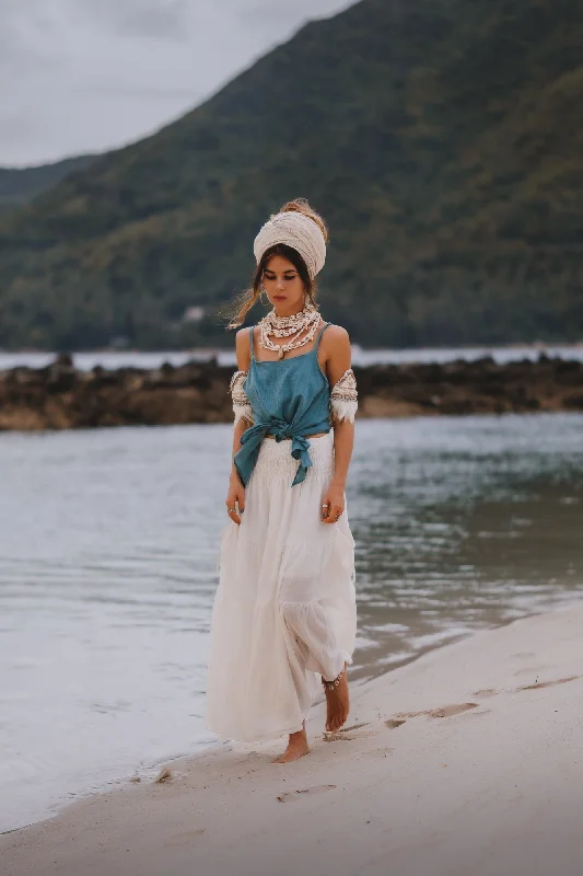 Maxi Skirt Calypso Off White linen skirt breathable