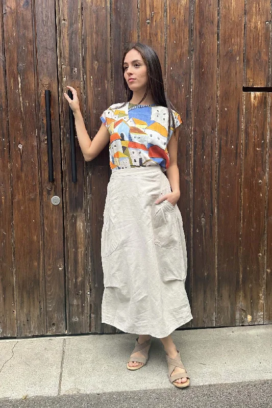 Milwaukee Del Museo Skirt Oat in Cotton/Linen denim skirt fashionable