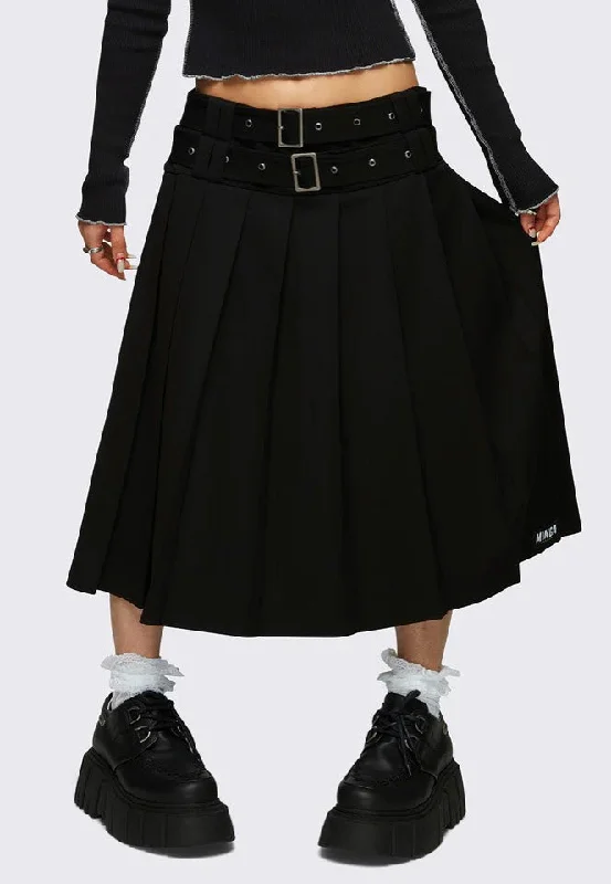 Minga London - Thalia Midi Black - Skirt linen skirt natural