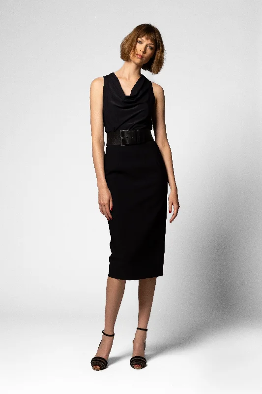 Muriel Skirt - Black silk skirt smooth