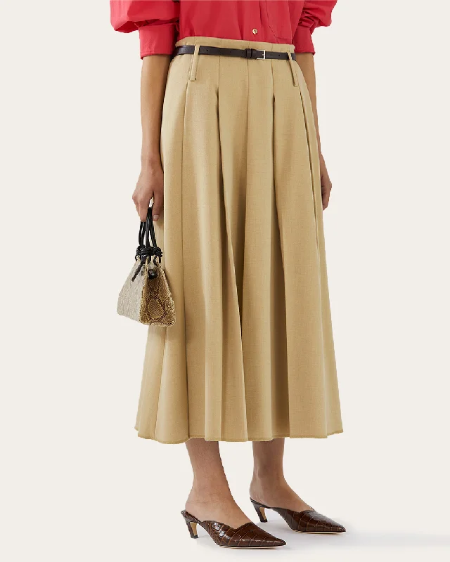 Odette Skirt Tencel Blend Suiting Beige linen skirt breathable