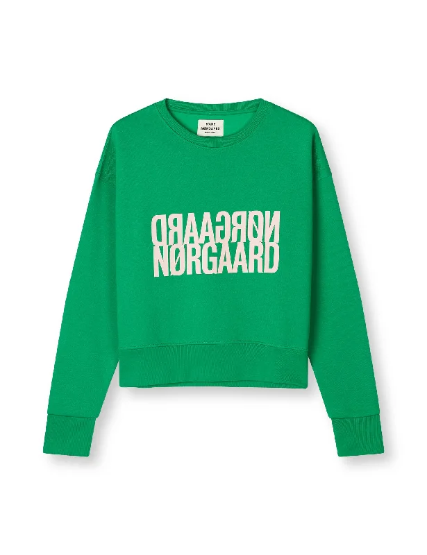 Organic Sweat Tilvina Sweatshirt, Bright Green Hoodie with Ribbed Cuffs Snug Fit Comfort Organic Sweat Tilvina Sweatshirt, Bright Green Hoodie with Ribbed Cuffs Snug Fit Comfort