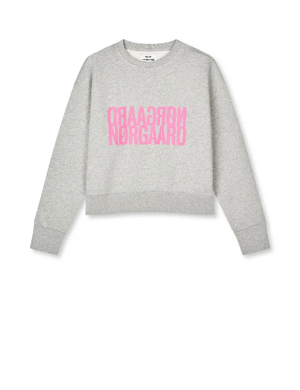Organic Sweat Tilvina Sweatshirt, Light Grey Melange Hoodie with Color Block Contrast Stylish Organic Sweat Tilvina Sweatshirt, Light Grey Melange Hoodie with Color Block Contrast Stylish