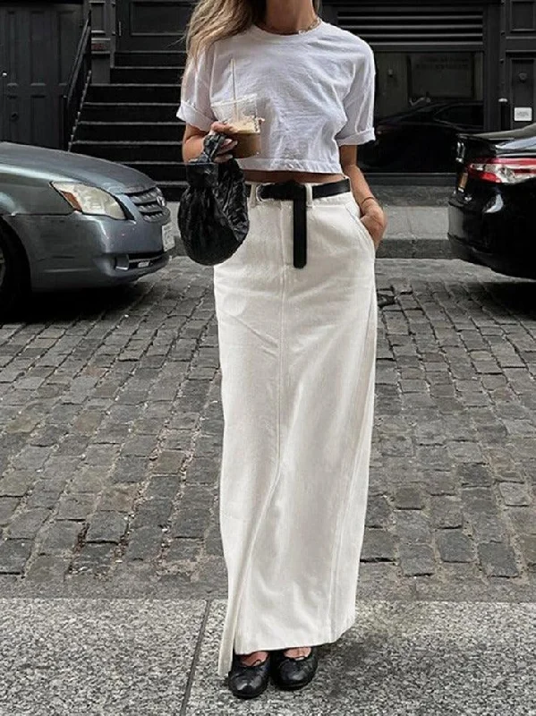Parisian Slit Maxi Skirt silk skirt lustrous