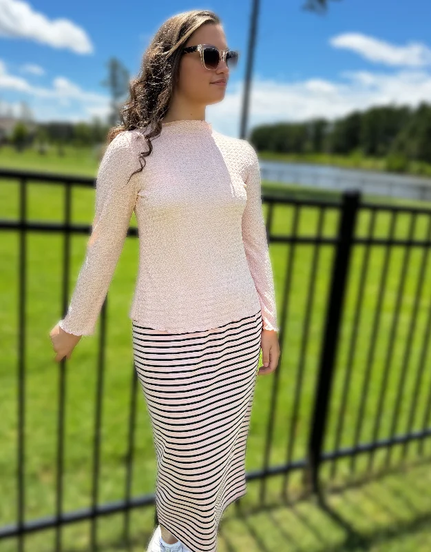 Pencil Skirt Knit-Striped velvet skirt rich