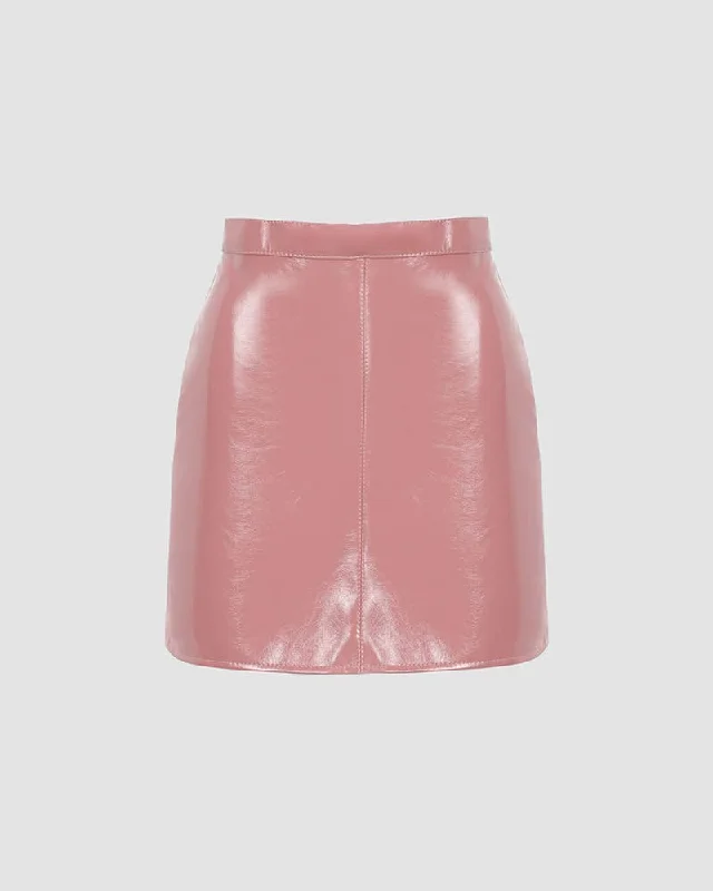 Plastic Gal PU Skirt lace skirt elegant