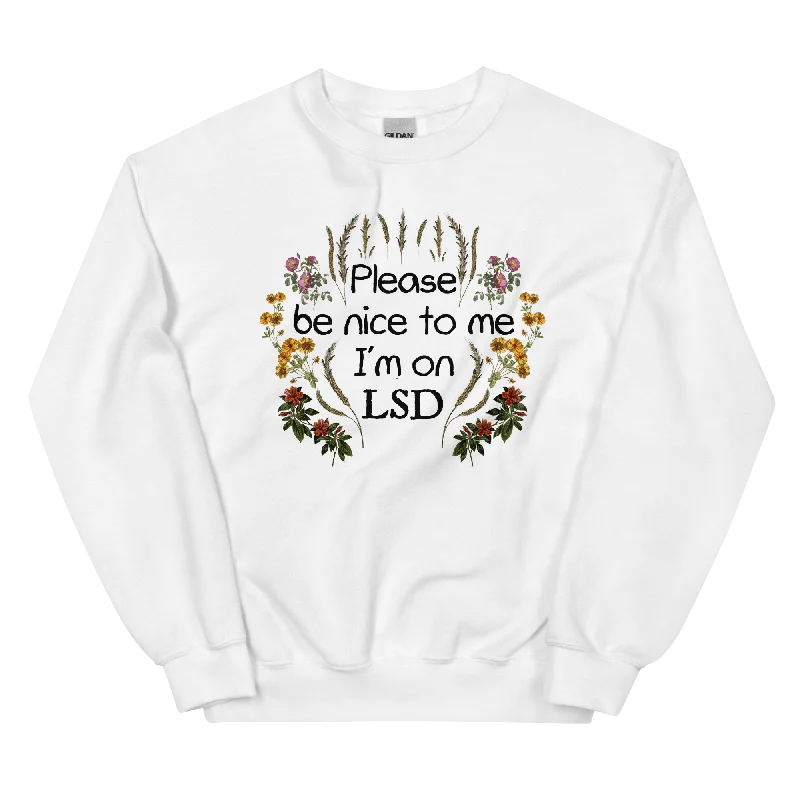 Please Be Nice To Me Graphic Sweatshirt Hoodie with Mock Neck Collared Structured