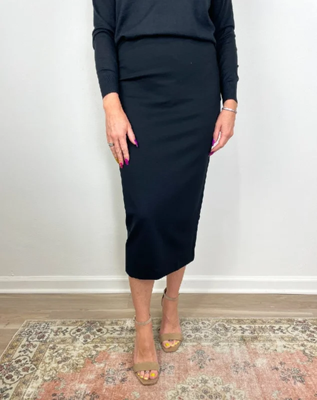 Pull-On Skirt in Black Ponte Knit seamless skirt comfort