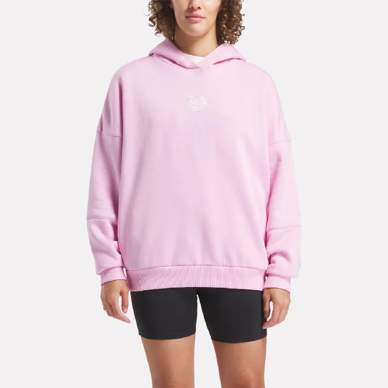 Reebok X Barbie Hoodie Astro Rose Hoodie with Metallic Shiny Futuristic