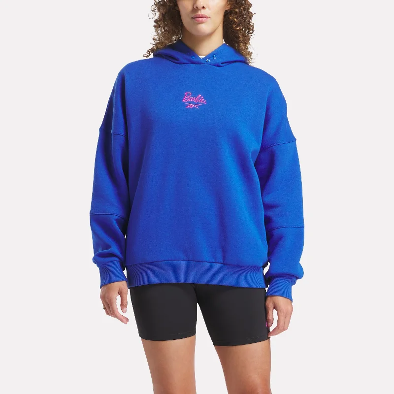 Reebok X Barbie Hoodie Boundless Blue Hoodie with Drawstring Waist Adjustable Fitted Reebok X Barbie Hoodie Boundless Blue Hoodie with Drawstring Waist Adjustable Fitted