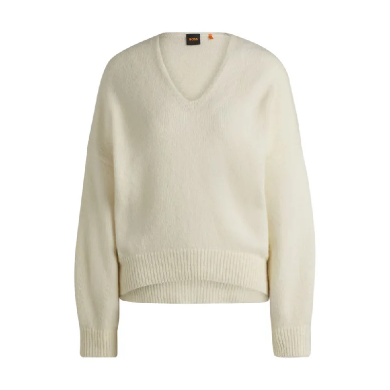 Relaxed-fit sweater with V neckline Fitted Loose Oversized