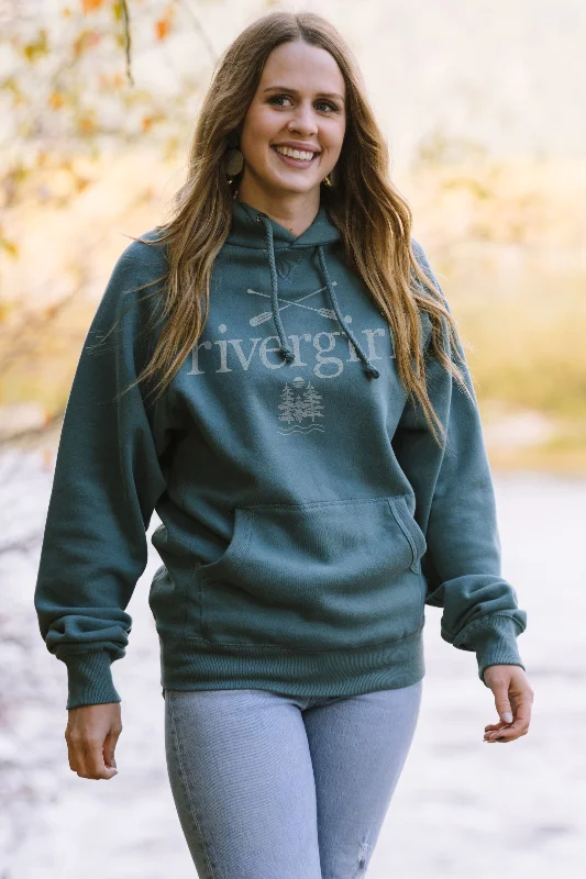 Rivergirl Sanded Fleece Hoodie Hoodie with Applique Textured Unique