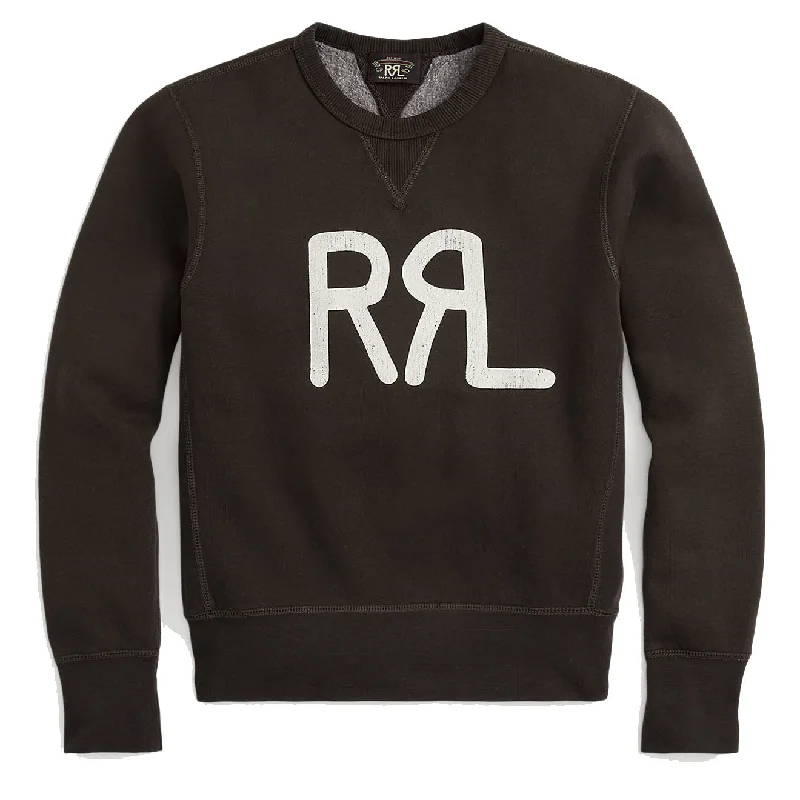RRL by Ralph Lauren Womens Logo Cotton-Blend Fleece Sweatshirt Faded Black / White Hoodie with Drawcord Adjustable Secure RRL by Ralph Lauren Womens Logo Cotton-Blend Fleece Sweatshirt Faded Black / White Hoodie with Drawcord Adjustable Secure