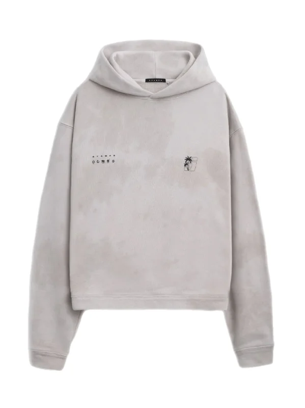 STAMPD Transit Tie Dye Cropped Hooded Sweatshirt Hoodie with Fur Luxurious Winter