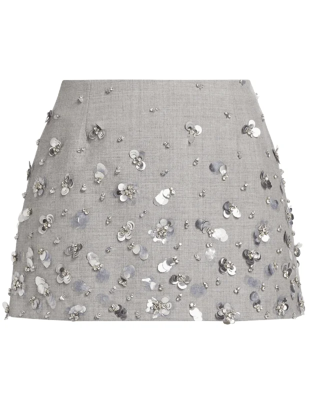 Simkhai Larissa Embellished Mini Skirt satin skirt smooth
