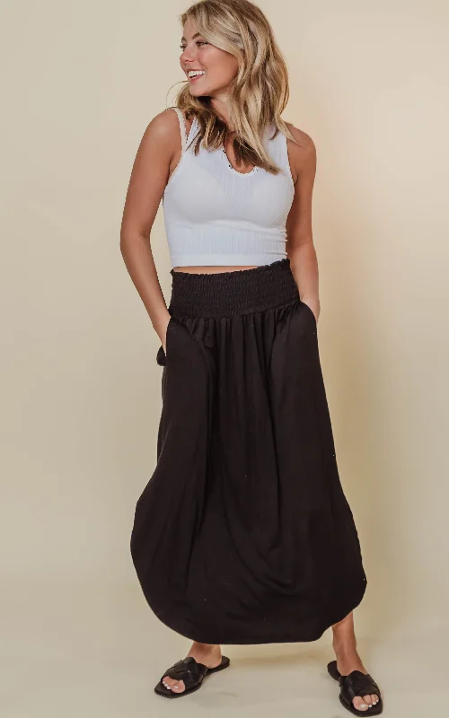 Black Maxi Skirt - Final Sale chiffon skirt lightweight