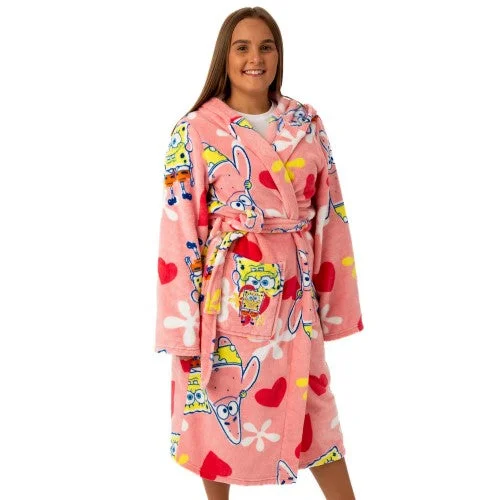 SpongeBob SquarePants Womens/Ladies Hooded Robe Hoodie with Drawcord Adjustable Secure