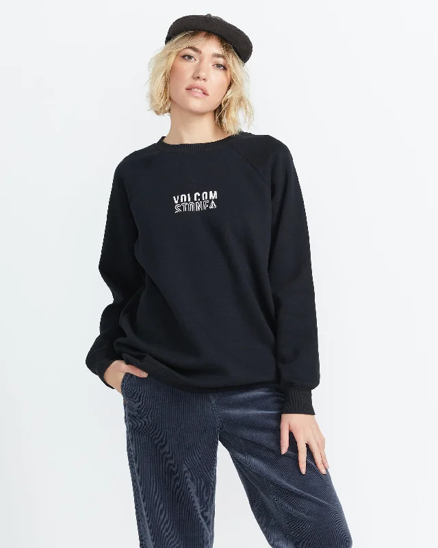 Stone Magic Boyfriend Crew Sweatshirt - Black Hoodie with Drawcord Adjustable Secure