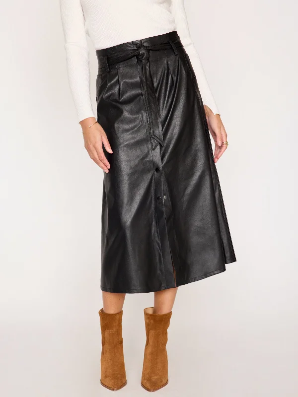 The Teagan Vegan Leather Belted Skirt silk skirt luxurious