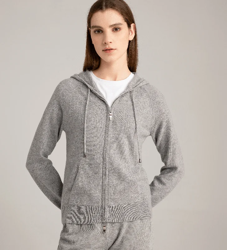 The Full Zip Cashmere Hoodie Hoodie with Hem Contrast Bold Stylish