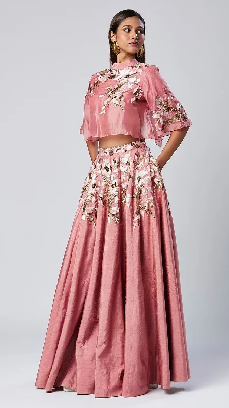 Tiana - Panelled Cocktail Skirt + Feather Crop Top velvet skirt plush