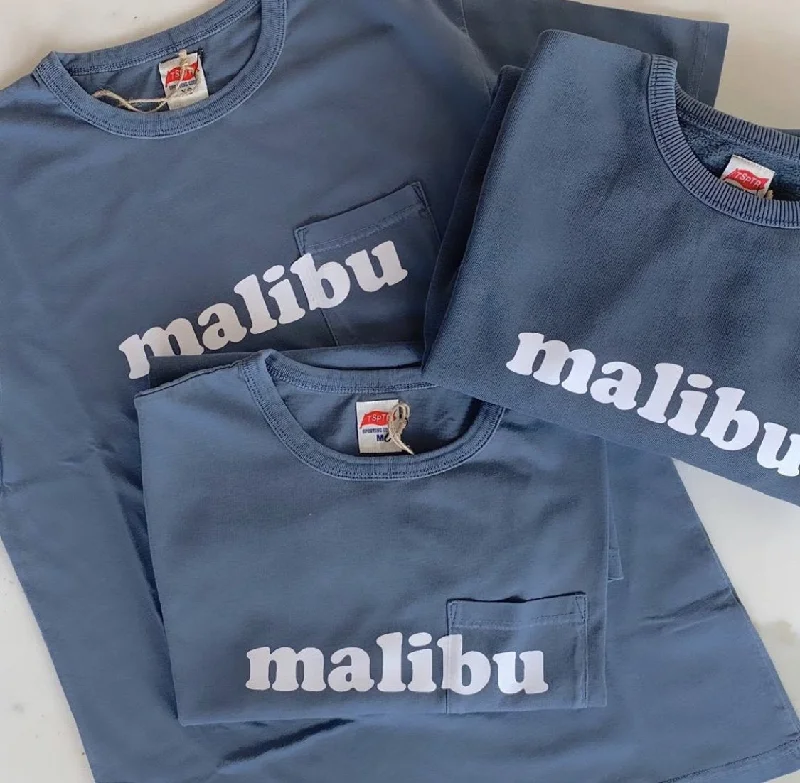 "Malibu" Faded Navy Sweatshirt Hoodie with Print Artistic Unique