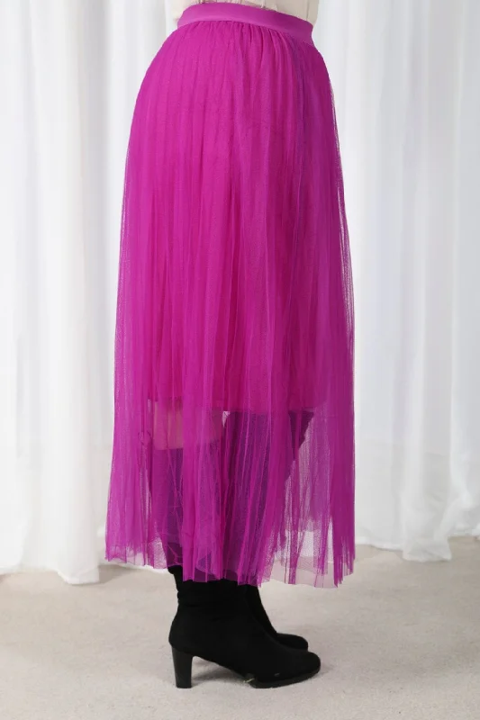 Tulle Maxi Skirt Magenta leather skirt sleek