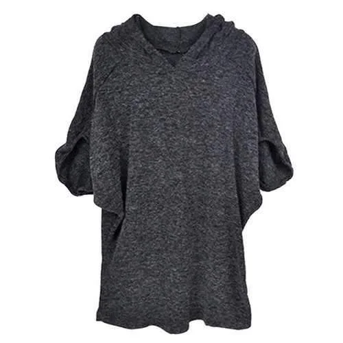 Casual Hooded Solid Color Batwing Sleeve Hoodie For Women - Gray One Size(fit Size Xs To M) Hoodie with Exposed Zipper Edgy Industrial Casual Hooded Solid Color Batwing Sleeve Hoodie For Women - Gray One Size(fit Size Xs To M) Hoodie with Exposed Zipper Edgy Industrial