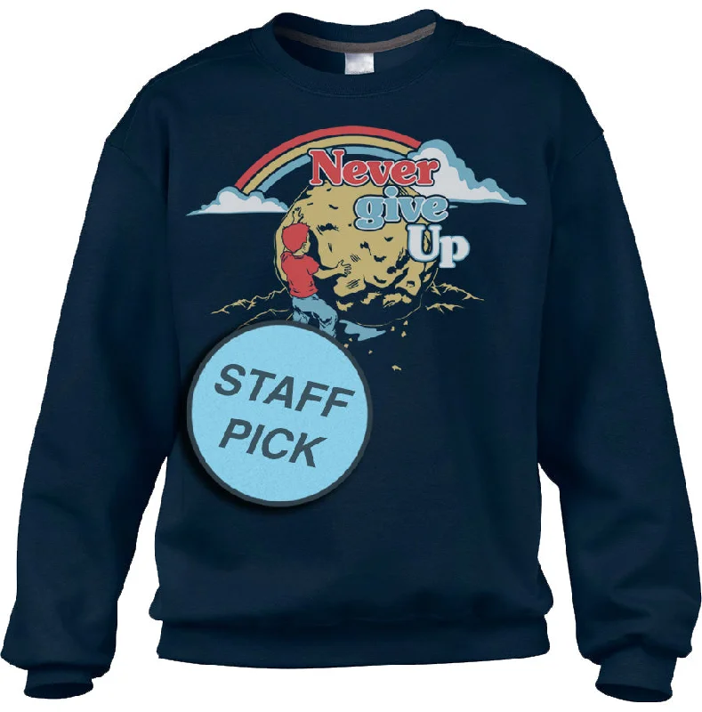 Unisex Never Give Up Sisyphus Sweatshirt Hoodie with Strings Custom Fit Adjustable