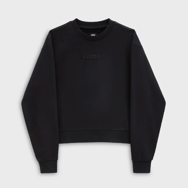 Vans Womens Essential Relaxed Fit Crew Sweatshirt - Black Hoodie with Hem Contrast Bold Stylish Vans Womens Essential Relaxed Fit Crew Sweatshirt - Black Hoodie with Hem Contrast Bold Stylish