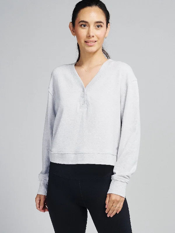 Varsity Henley Sweatshirt Hooded Sweatshirt Casual Wear Street Style