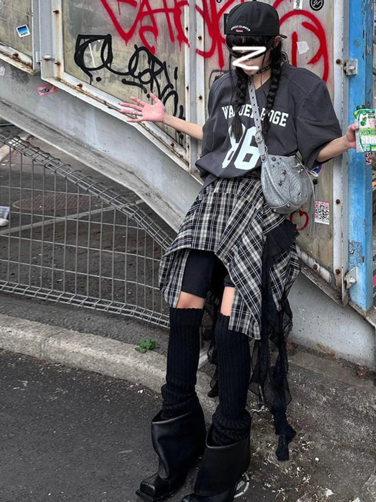 Vintage Fashion Women's Irregular Plaid Ribbon Design 2024 Summer Trendy High Waist A-line Mini Skirt boho skirt vibe Vintage Fashion Women's Irregular Plaid Ribbon Design 2024 Summer Trendy High Waist A-line Mini Skirt boho skirt vibe