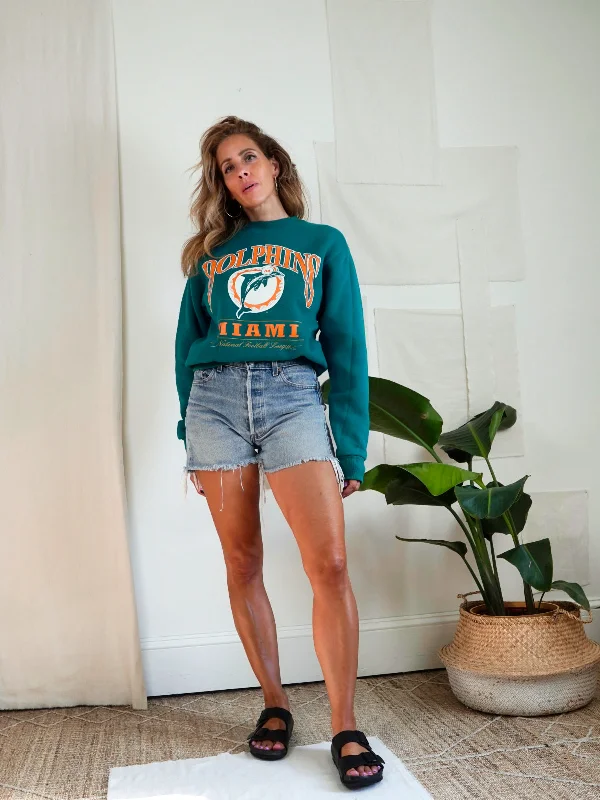 Vintage Miami Dolphins Sweatshirt Hoodie with Neon Bright Vibrant