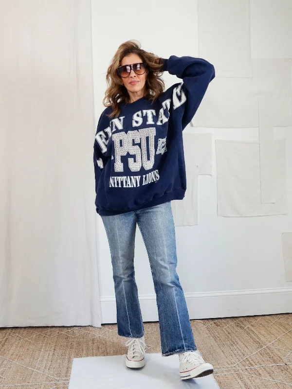 Vintage Penn State Graphic PSU Sweatshirt Hoodie with Belted Waist Structured Tailored