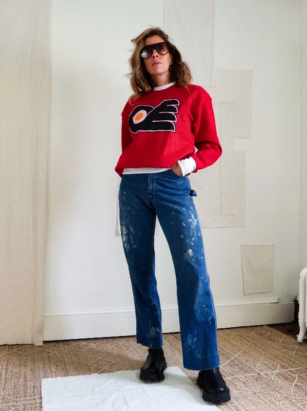 Vintage Philadelphia Flyers Ringer Sweatshirt Hoodie with Sequins Glamorous Eye-catching