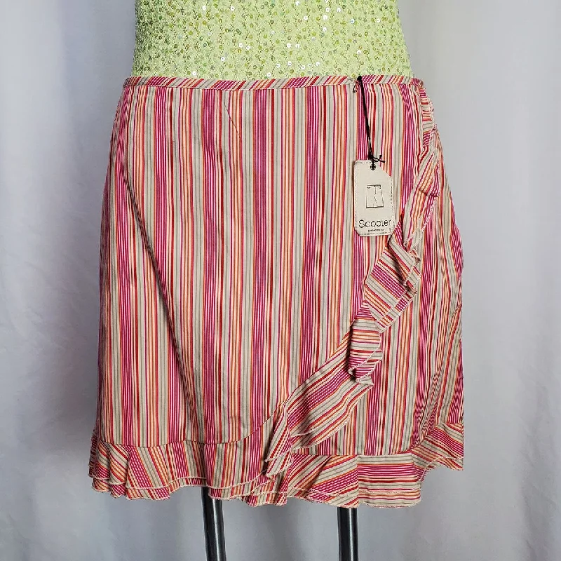 Vintage Venezia Size 16 Pink & Beige Striped Skort DEADSTOCK silk skirt elegant