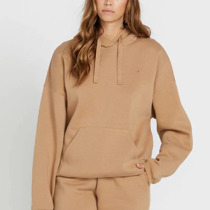 Volcom Stone Heart II Womens Sweatshirt - Mocha Hoodie with Mock Neck Collared Structured