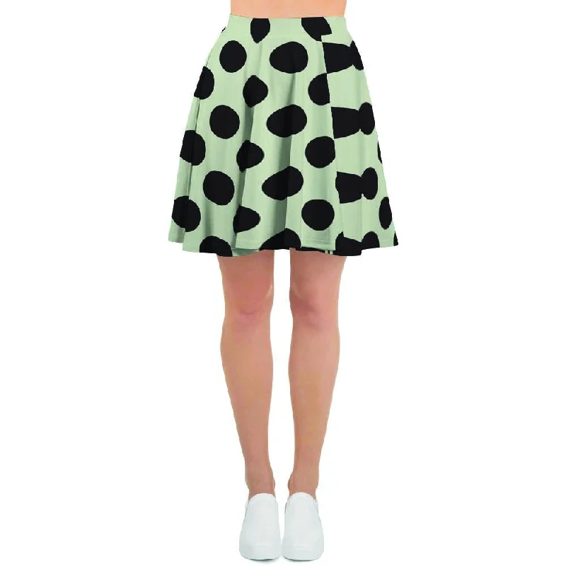 White And Black Polka Dot Print Women's Skirt chiffon skirt floaty