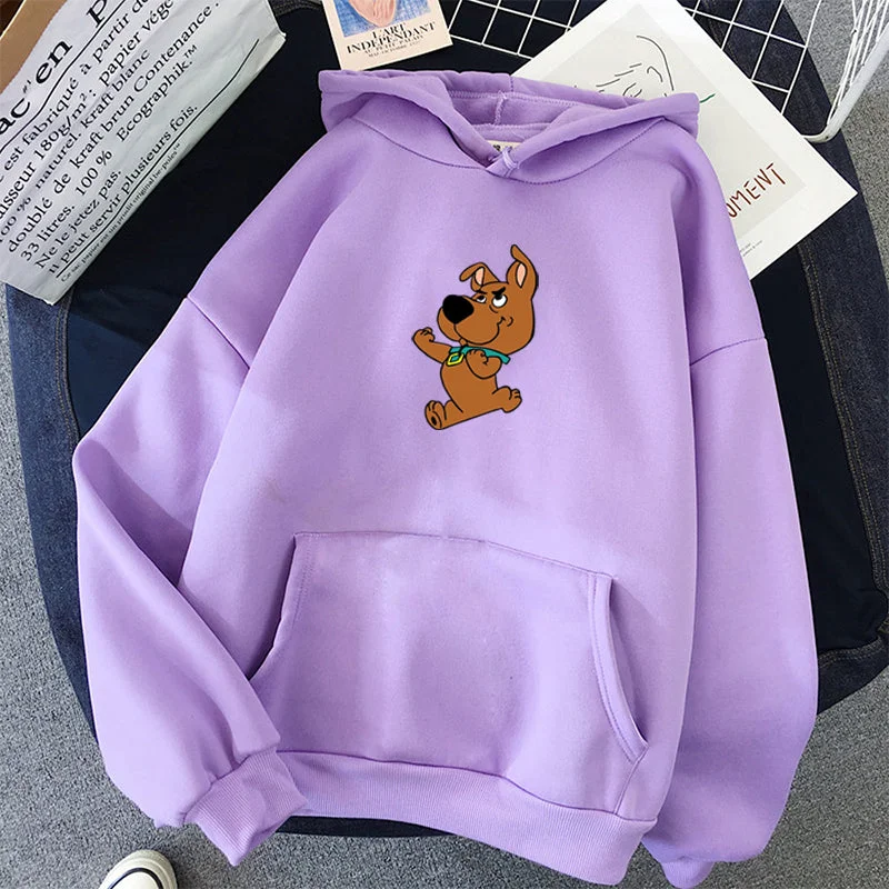 Winter Women's Hoodies Full Sleeve Hoodie Cute Dog Print Sweatshirt Hoodie with Bell Sleeves Flared Feminine