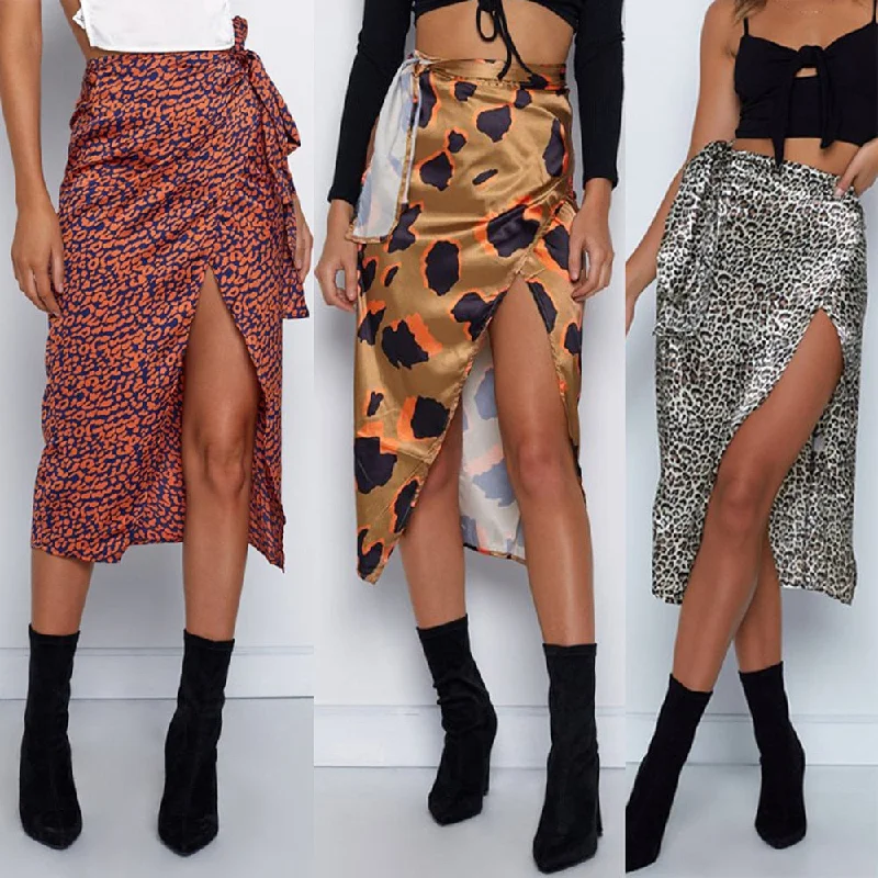Women Skirt Fashion Sexy Print High Waist Irregular Split Bandage Pencil Skirt cashmere skirt fine