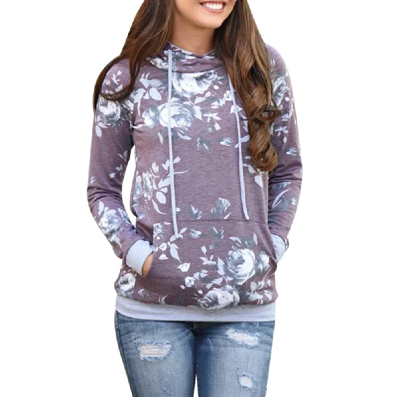 Womens Autumn Winter Floral Loose Hoodie Sweatshirt Pullover Tops Blouse Hoodie with Longline Fit Extended Stylish Womens Autumn Winter Floral Loose Hoodie Sweatshirt Pullover Tops Blouse Hoodie with Longline Fit Extended Stylish