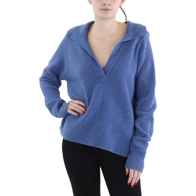 Womens Cashmere Polo Pullover Sweater Casual Formal Business