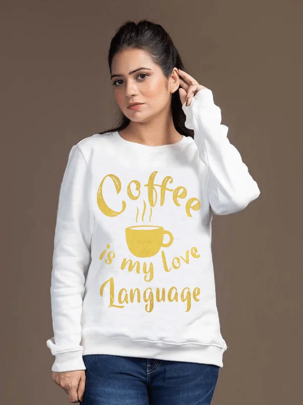 WOMEN'S LOVE LANGUAGE SWEATSHIRT Hoodie with Ribbed Hem Stretchable Secure