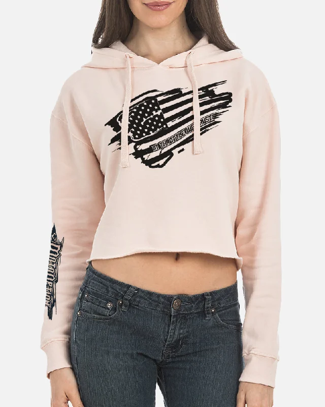 WOMENS WAVE THE FLAG HOODIE - POWDER PINK Hoodie with Full-Zip Functional Layering