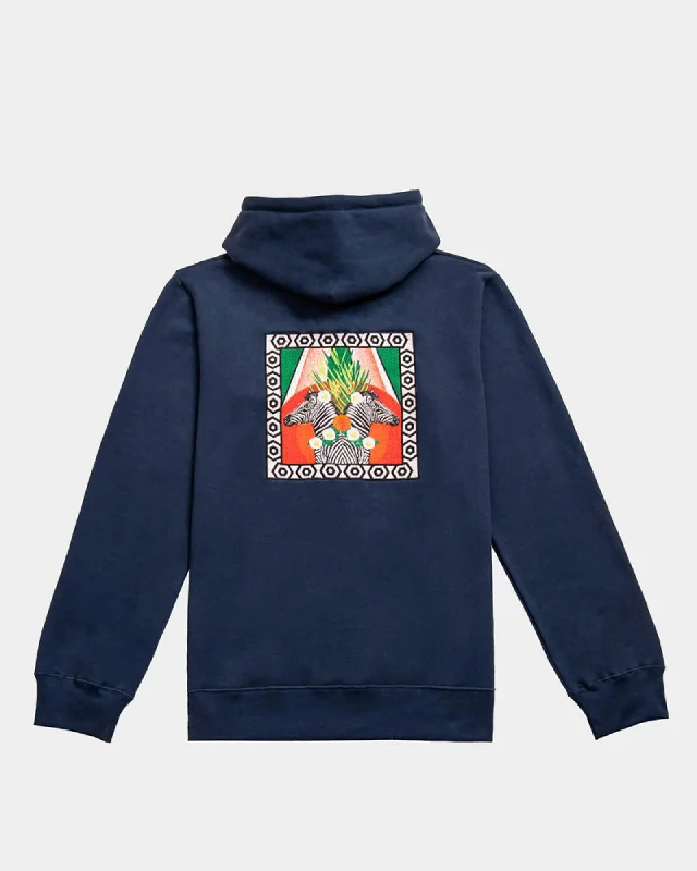 Zebra Blue Hoodie Hoodie with Elastic Waist Stretchable Comfortable
